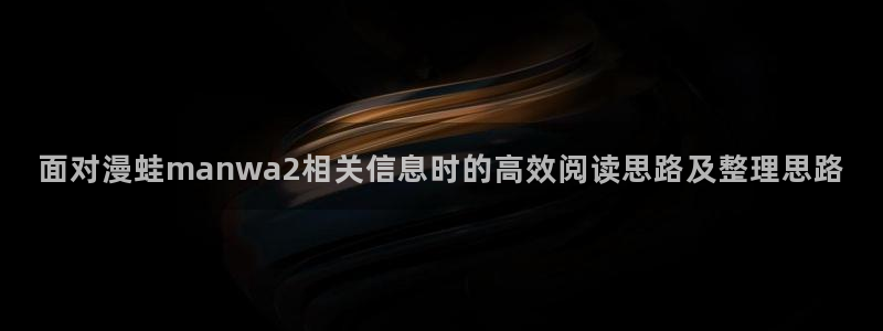 漫蛙漫画网站:面对漫蛙manwa2相关信息时的高效阅读思路及整理思路